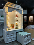 HOME ARTS | Corian pooja mandir with seating | Luxury design