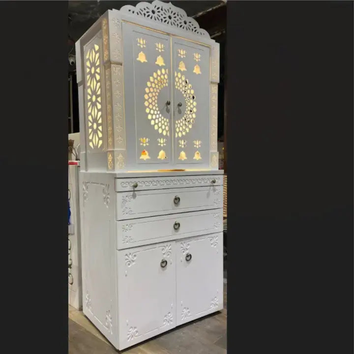 HOME ARTS | Corian pooja mandir with door | Luxury design