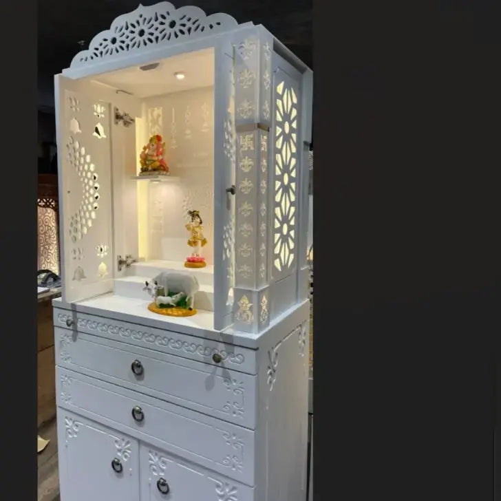 HOME ARTS | Corian pooja mandir with door | Luxury design