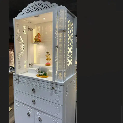 HOME ARTS | Corian pooja mandir with door | Luxury design