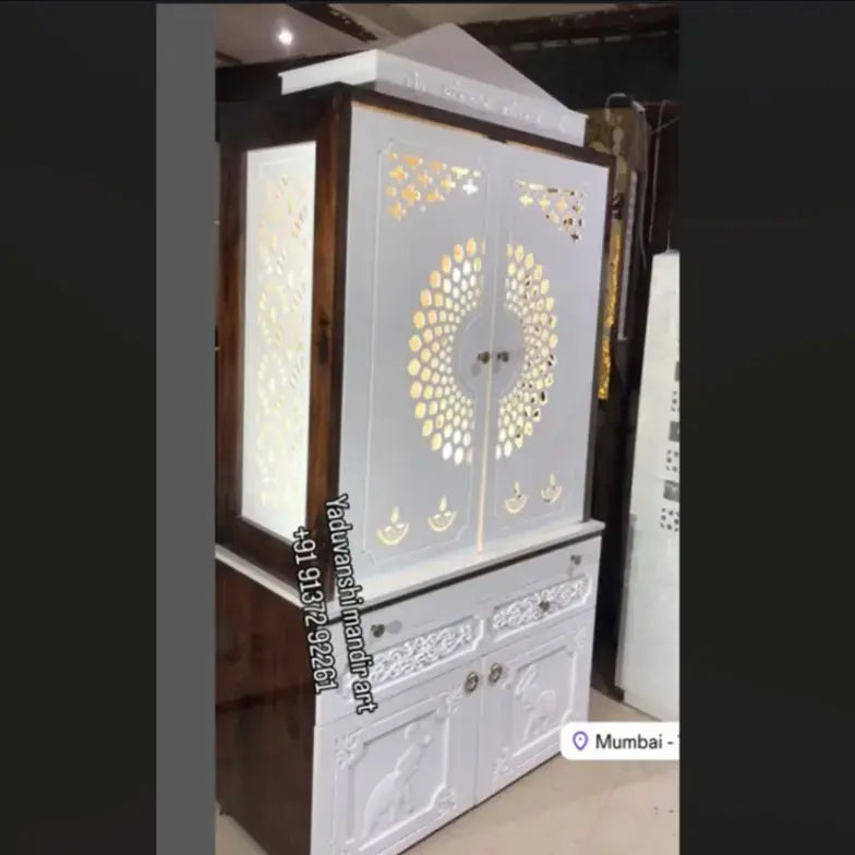 Teakwood & corian mandir