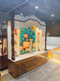 Teakwood & corian mandir
