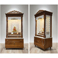 Teakwood mandir with curtains