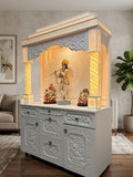 HOME ARTS | Corian pooja mandir with seating | Luxury design
